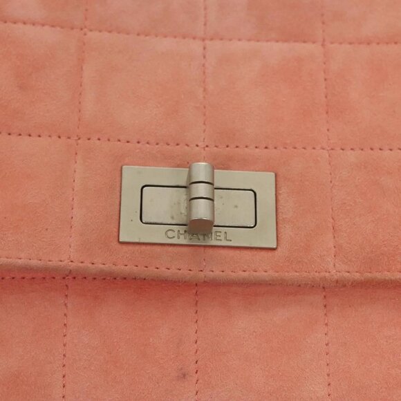 CHANEL Choco Bar Chain Shoulder Bag Suede Pink CC Auth 130967 - Picture 12 of 16